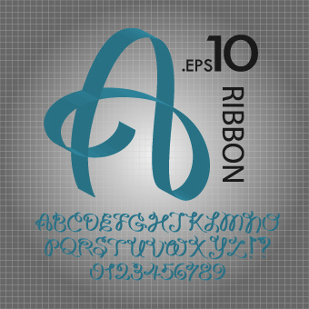 ribbon font design alphabet 