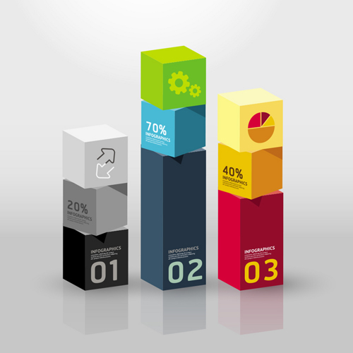 Set of 3d effect Infographics elements vector 10 Set of 3d effect Infographics elements vector 10