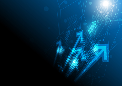 Shiny arrows technology background vector 01