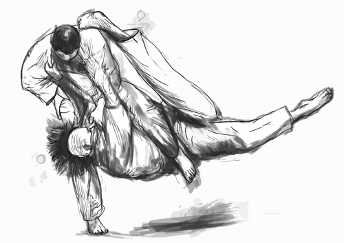 watercolor sketch judo 