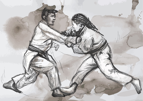 watercolor sketch judo 