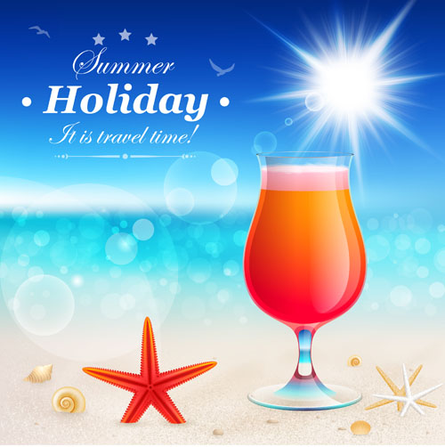 Set of Summer holidays elements vector background 09