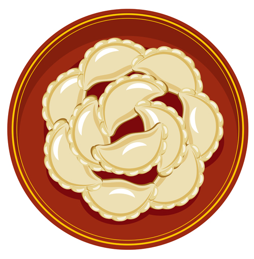 Tasty dumplings design elements vector 01
