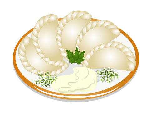 Tasty dumplings design elements vector 02