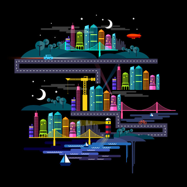 Vector color city building concept