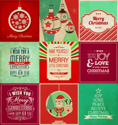 Vintage christmas background set 01 vectors