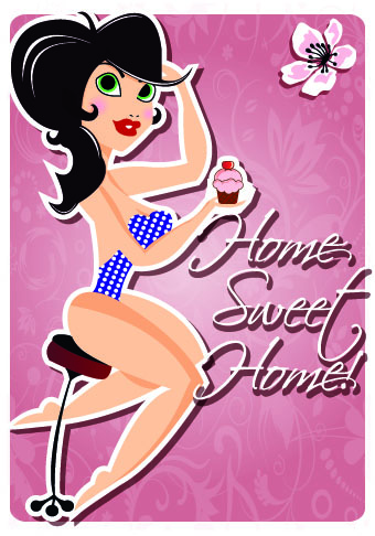 Vintage poster Woman vector 04