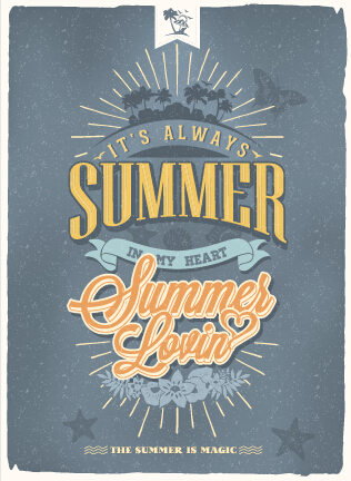 poster happy summer design vector 02 Vintage poster happy summer design vector 02