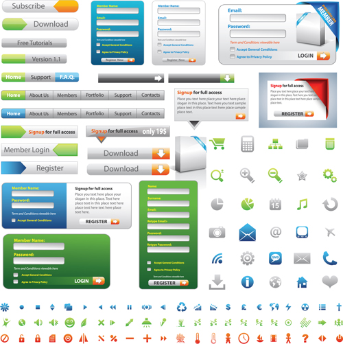 Web Elements Button ,Login Interface and icon