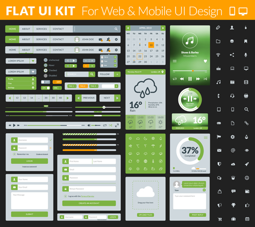 Website with mobile flat UI design vector 01 Website with mobile flat UI design vector 01