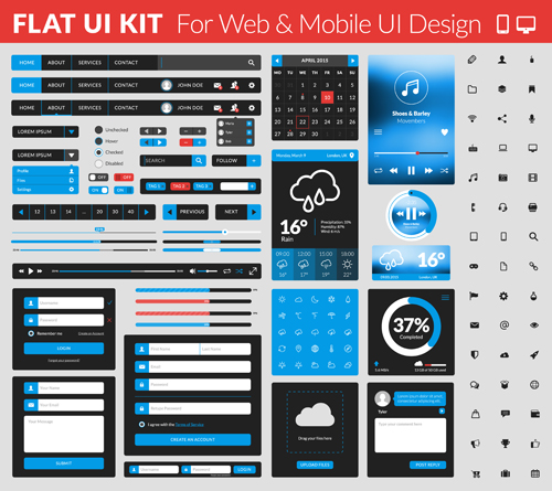 Website with mobile flat UI design vector 02 Website with mobile flat UI design vector 02