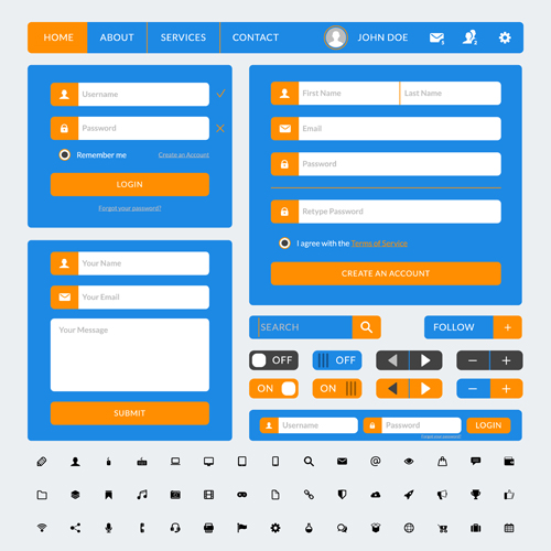 Website with mobile flat UI design vector 03 Website with mobile flat UI design vector 03