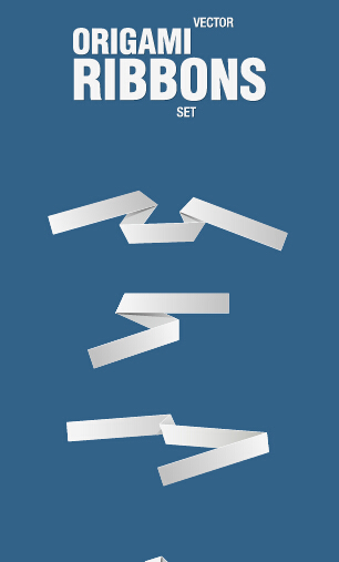 White origami ribbons vector material