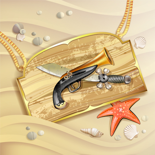 Wooden Pirate Tag vector 02