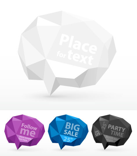 Cube Origami Speech Bubbles vector 01