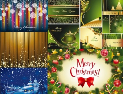 Ornate christmas shiny background vectors material Ornate christmas shiny background vectors material