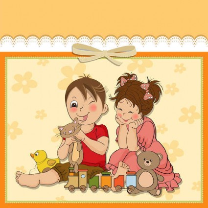 style design cute children cartoon card 