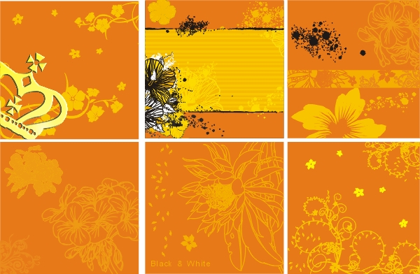 Decorative pattern flowers orange background design vector Decorative pattern flowers orange background design vector