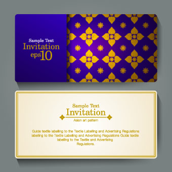 Ornate invitation cards design vector 01