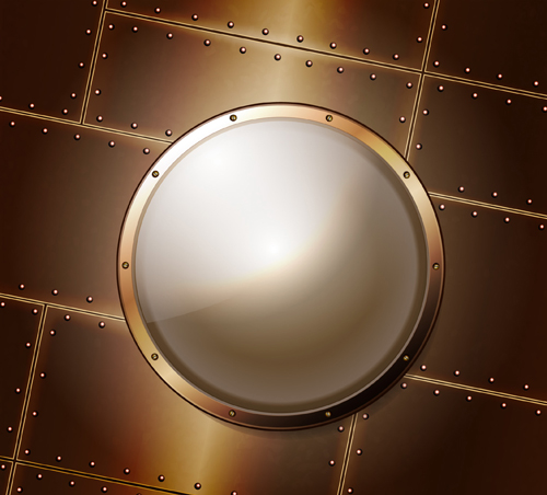 Steel porthole elements vector background 05