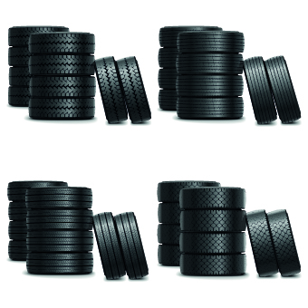 Realistic car tires illustration design vector 03
