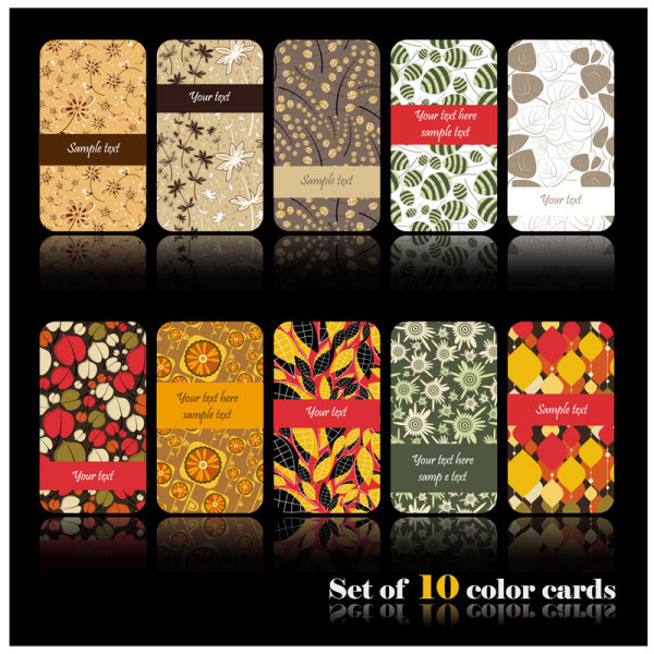 Set of color Floral cards vector 01