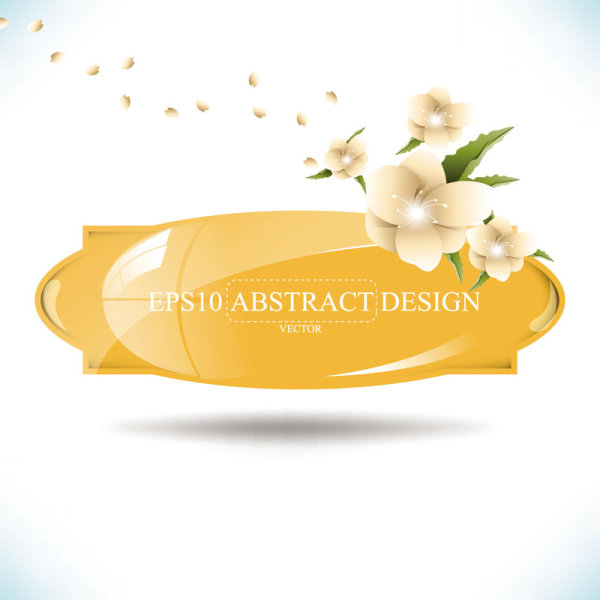 Abstract foliage & Flowers vector labels 02