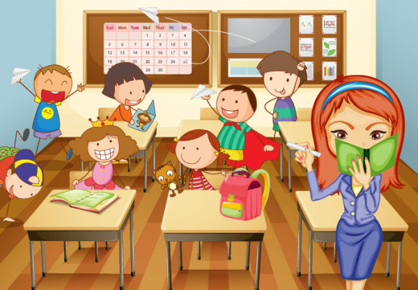 Set of Children in school design vector 02