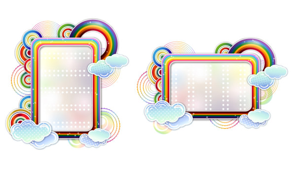Rainbow clouds border vector