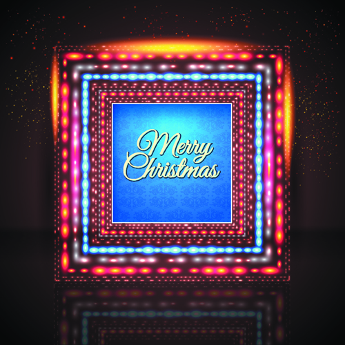 2014 New Year Christmas Colored light frame vector 01