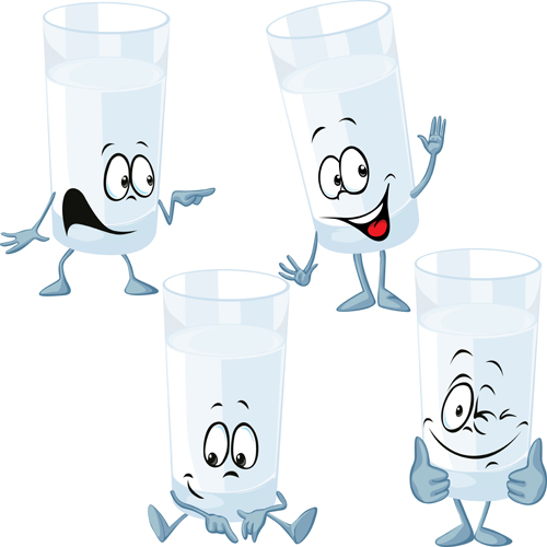 Amusing glass cup cartoon characters vectors