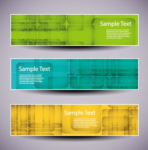 Web header abstract banner vector set 02