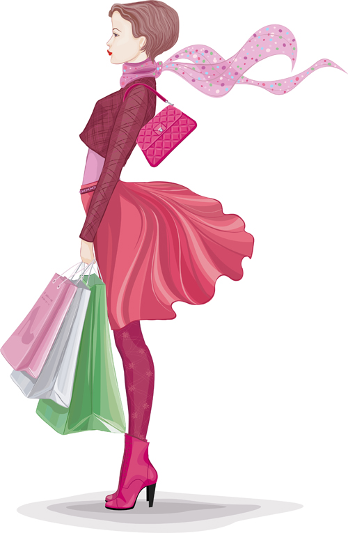 Beautiful woman design elements vector material 05