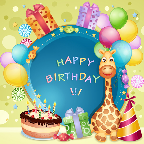 Cartoon Birthday cards design vector 04