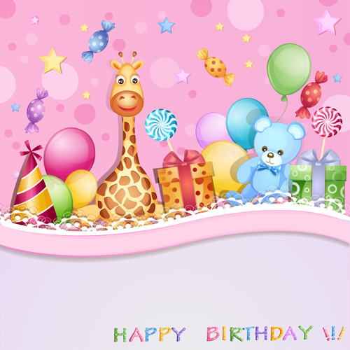 Cartoon Birthday cards design vector 05