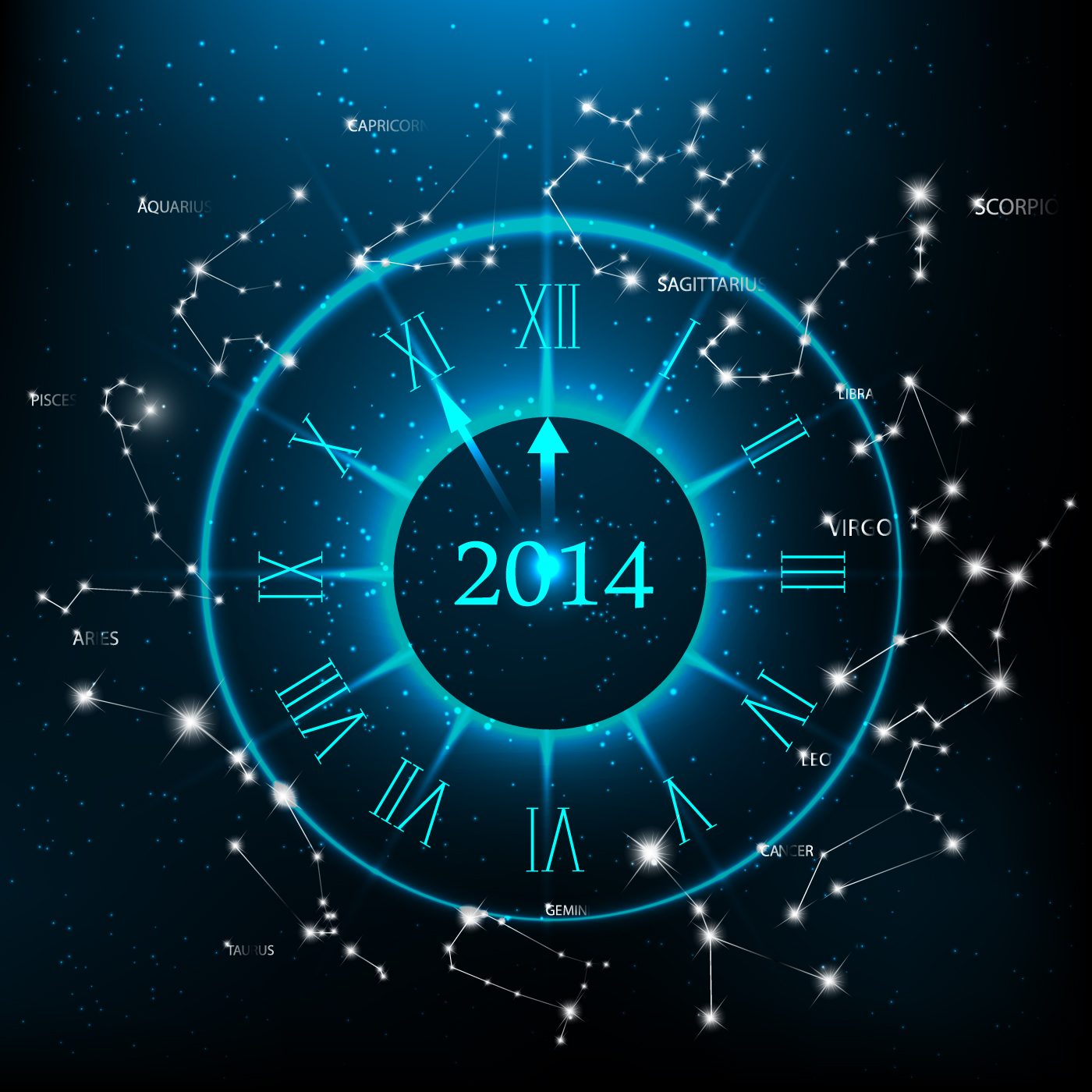 new year new clock background 2014 