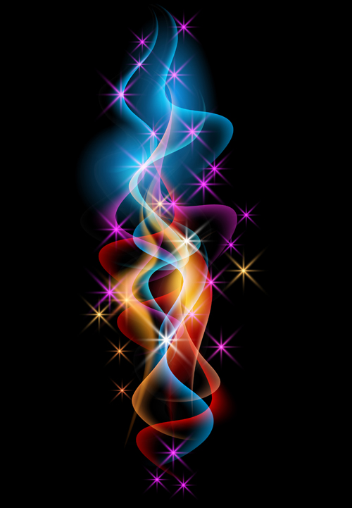 Colored smoke with stars vector
