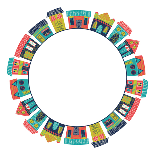 Creative house frame vector material 01