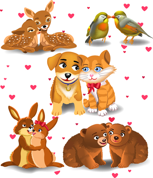 Cute animal lovers vector set
