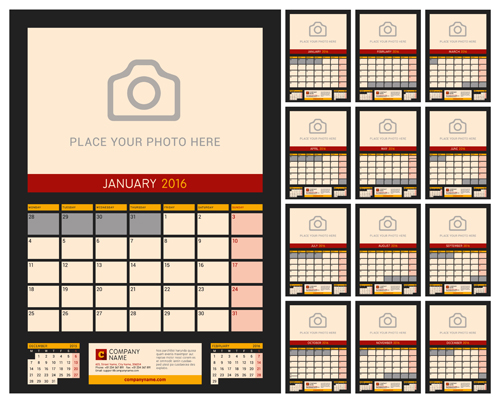 Desk calendar 2016 with your photo vector 06 Desk calendar 2016 with your photo vector 06