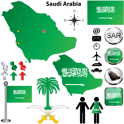 symbols symbol Saudi Arabia map flags flag different countries 