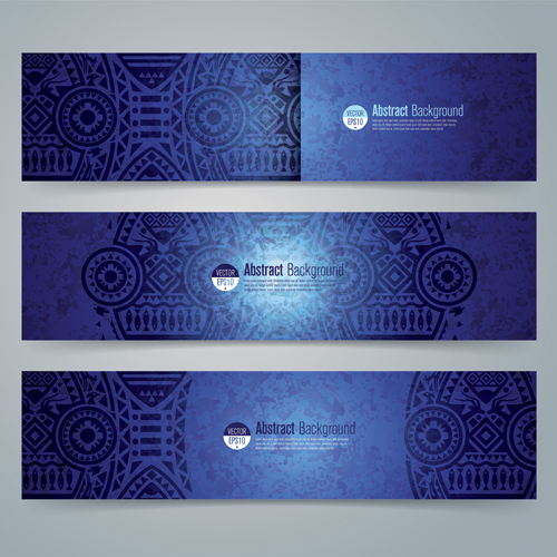 Ethnic style pattern banners vector 03