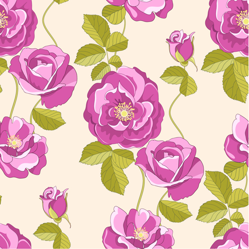 Vivid Flower patterns design elements vector 03