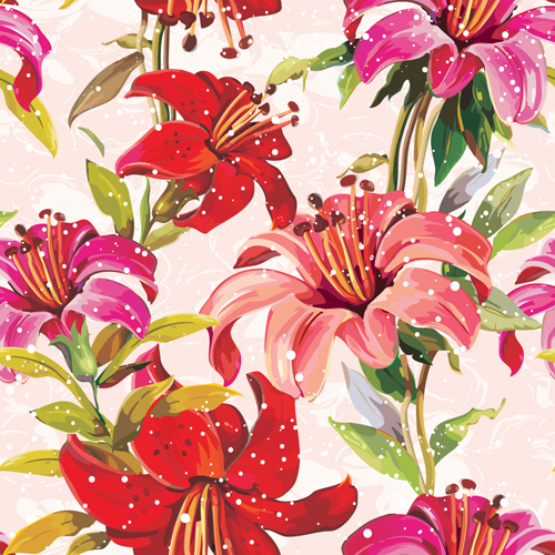 Vivid Flower patterns design elements vector 05