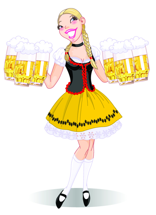 Elements of Beautiful German girl vector 05