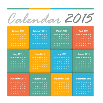 Grid calendar 2015 vector design 04