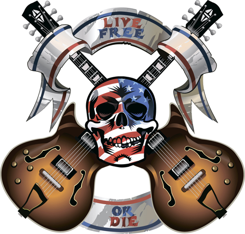Music with skull background art vector 01 Music with skull background art vector 01