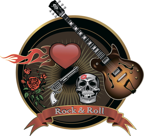 Music with skull background art vector 02 Music with skull background art vector 02
