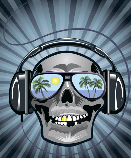 Music with skull background art vector 03 Music with skull background art vector 03
