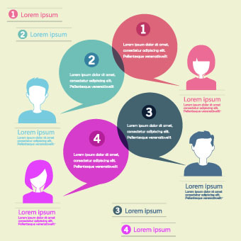 People icons and speech bubbles vector 03